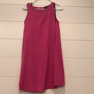 Pink shift dress with neckline detail